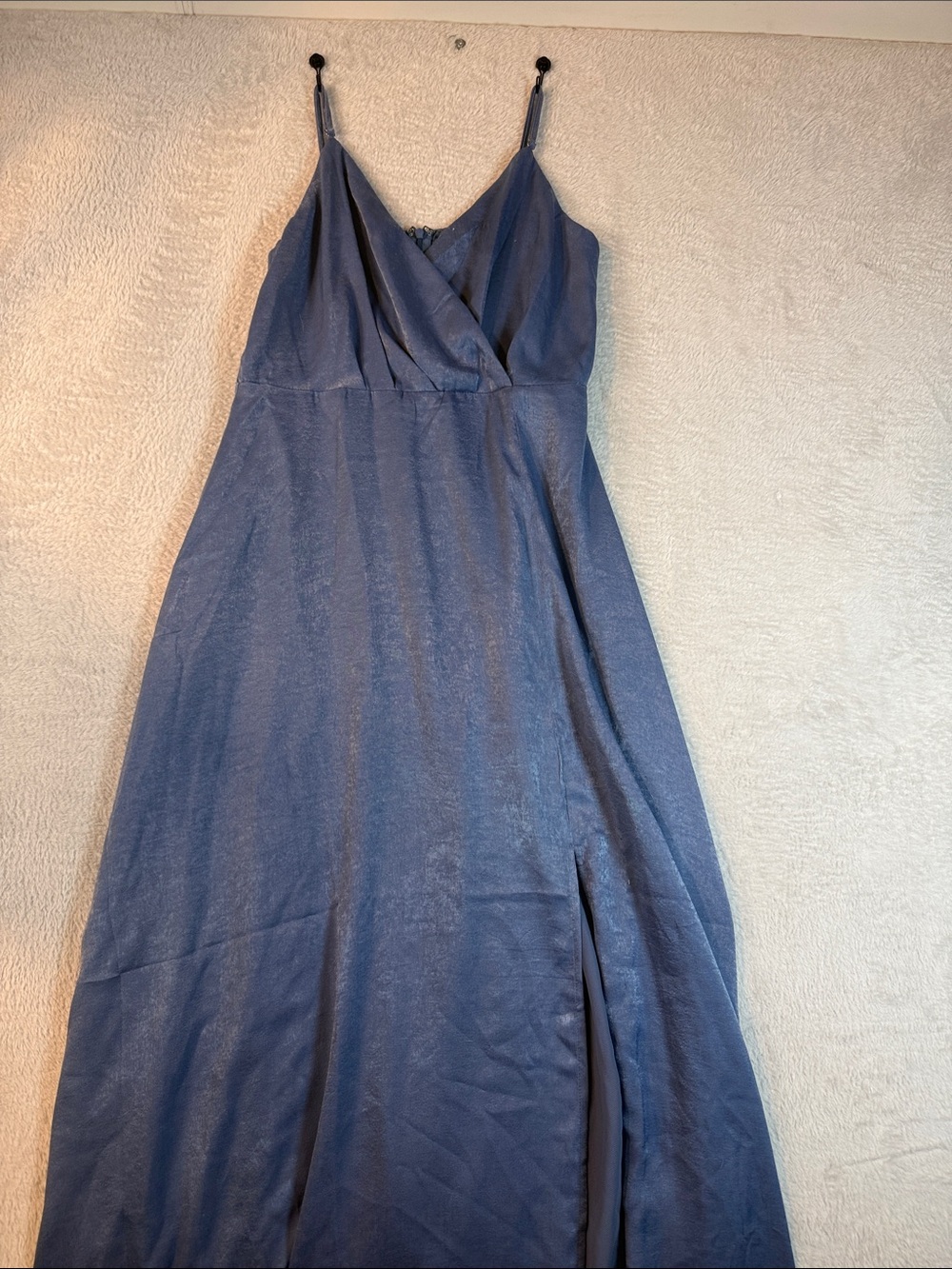 Lulu's Slate Blue Slip Maxi Dress with V-Neck